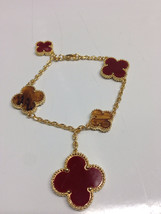 Hand Crafted Clover Tiger Eye and Carnelian Bracelet. - £59.26 GBP
