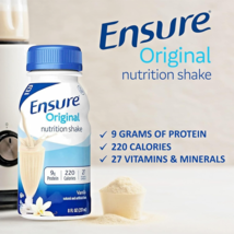 Ensure Drink Beverage Milk Protein Shakes Vanilla Original Nutrition 8oz~ 30PK ~ - £44.09 GBP