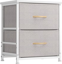 Fezibo 2 Drawers Fabric Dresser, Nightstand For Bedroom, Small, Light Grey - £38.36 GBP