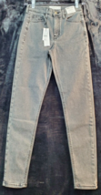 Topshop Jeans Womens Size 4 Gray Denim Cotton Pockets Skinny Leg Flat Front - $21.40