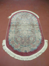 3&#39; X 5&#39; Vintage Handmade Chinese Art Deco PEKING Oval Wool Rug Carpet Salmon - £251.33 GBP