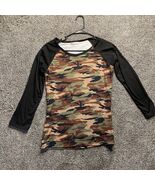 Liu Si Ran Women’s Raglan Camouflage T-shirt Top XXL 2XL  Scoop Neck - $13.96 CAD