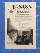 Vtg Print Ad Fada Man in Bed Listening to the Radio Woman Nightstand 10&quot;... - $13.71