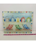 Vtg Tempered Clear Glass Cutting Board Beach Houses Ocean Nautical Summe... - $17.75
