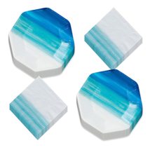 Live It Up! Party Supplies Seaside Coastal Blue Paper Dinner Plates and ... - £12.17 GBP+