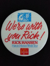 Pinback Button McDonalds Rick Hanson Man In Motion Tour 1985 - 1987 80s Vintage - £7.85 GBP