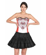 Goth Red White Satin Black Sequins Burlesque Corset Waist Training Overb... - $68.99
