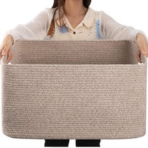 70L Large Cotton Rope Basket 22X17X12, Woven Nursery Laundry Blanket Basket,Stor - £37.97 GBP
