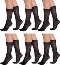 Flower Patterned 6 Pairs Sheer Knee Socks for Women 15 Denier Stay up Band - £9.58 GBP