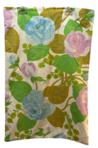 Cannon vintage floral pillowcase blue pink flowers green leaves poly cotton - £11.83 GBP