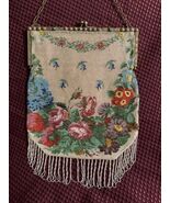 Museum 1920s French Beaded Flapper Purse Floral Fringe Turquoise Mint Co... - €411,11 EUR