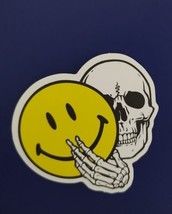 Skull with Happy Face Sticker Decal - $3.50