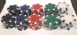 100 Suited Poker Chip Lot of Assorted Color Replacement Chips 5 colors - £18.11 GBP