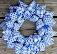 Handmade Boy&#39;s Shirting Fabric Wreath Bedroom Wall Decoration - $49.75