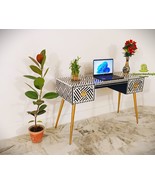 handmade, bone inlay work  desk, wood desk, bone inlay furniture, laptop... - $1,360.54 CAD