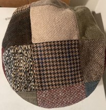 Hannah Hats Plaid Patchwork Cabbie Driver Cap Newsboy Hat Pure New Wool L - $32.99