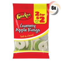 6x Bags Gurley&#39;s Gummy Apple Flavor Rings Chewy Candy | 3oz | Fast Shipping - £14.40 GBP