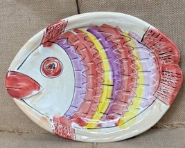 Vintage Charlotte Potok Fish Plate Dish Whimsical Eclectic Kitsch USA Made - $49.50