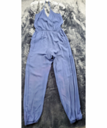 Lulus Jumpsuit Womens Medium Blue Spaghetti Straps Wrap V Neck Pockets P... - $38.46 CAD
