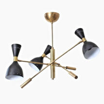 Three Arm 6 Light Stilnovo Style Sputnik Chandelier Brass Ceiling Light Fixture - £262.04 GBP