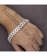 Lab Created Diamond 14K White Gold Plated Cuban Link Men&#39;s Bracelets 8.5&quot; - $10,059.47 MXN