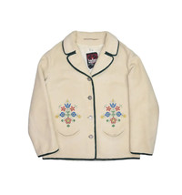Vintage Heller Sport Hooper Wool Mohair Coat Womens S Floral Embroidered - £35.28 GBP