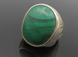925 Sterling Silver - Vintage Malachite Etched Cocktail Ring Sz 8.5 - RG8911 - £44.90 GBP