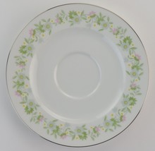 Johann Haviland China Forever Spring Footed Cup Saucer Floral Flower Platinum - £3.14 GBP