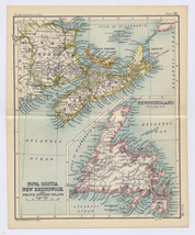 1912 Antique Map Of Newfoundland New Brunswick Nova Scotia / Verso Quebec City - £22.86 GBP