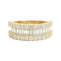 Wide Baguette Round Diamond Anniversary Statement Ring 14K Yellow Gold, 2.35 CTW - £4,406.08 GBP