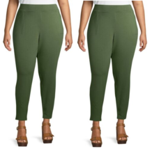 2 Knit Pull On Pant 5X Woman Size 32W 34W Pockets Green Relaxed Fit Stretch NEW - £11.22 GBP