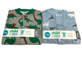 Carter&#39;s Baby Footed Sleeper Sz 3-6M Dinosaurs Polar Bears Pajamas 2 pc Set - £7.89 GBP