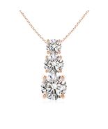 ANGARA 0.75 Ctw Graduated Round Diamond Three Stone Pendant Necklace in ... - $3,350.30