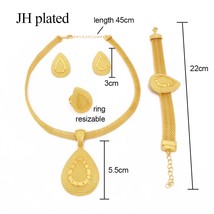 Gold color jewelry sets for women African bridal wedding gifts party wat... - $33.20
