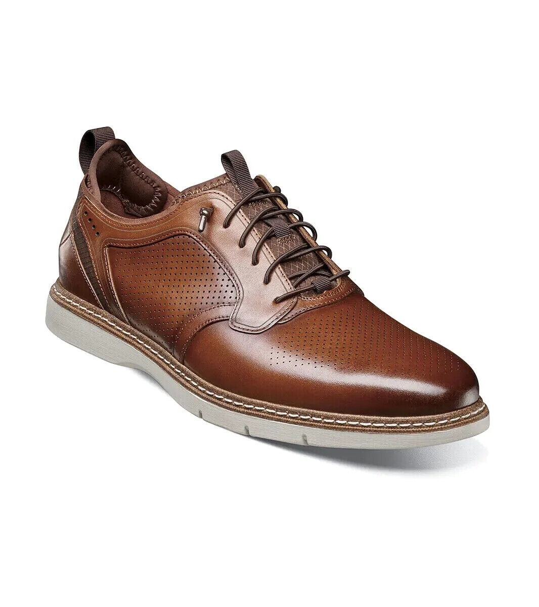 Stacy Adams Sync Plain Toe Elastic Lace Up Sneaker Leather Cognac 25662-221