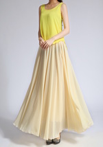 YELLOW Chiffon Maxi Skirt Outfit Flowy Plus Size Bridesmaid Chiffon Skirt image 3