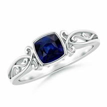 ANGARA Vintage Style Cushion Sapphire Solitaire Ring for Women in 14K Solid Gold - £1,082.58 GBP