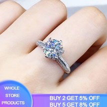 YANHUI With Certificate Top Rount Cut 2 Carat Created Diamond Rings for Women Si - £18.85 GBP