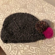 Nwot Catimini Angora Blend Knitted Beanie Hat Pomps Sz Girls&#39; 4 - £19.90 GBP