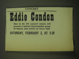 1946 Eddie Condon Concert Ad - Eddie Condon Now in his 5th concert season - £14.77 GBP