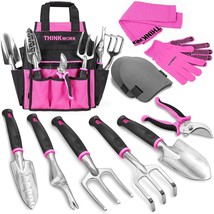 Pink Garden Tools, Gardening Gifts For Women, With 2 In 1 Detachable Storage Bag - £52.19 GBP