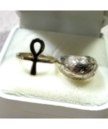 Vintage Sterling Silver Ankh &amp; Sterling Silver Dome Rings ~ Lot of 2 ~ S... - £15.17 GBP
