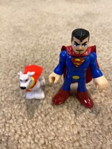 Imaginext Superman &amp; Super Dog Krypto Dc Super F Riends Toy Action Figures Set - £9.54 GBP