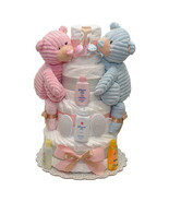 Twins Girl and Boy Cord Diaper Cake 4 Tiers - £129.45 GBP