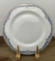 Vtg Hutschenreuther Selb Bavaria Dinner Plate 10” Blue Scroll Leaves Yellow Trim - £33.26 GBP