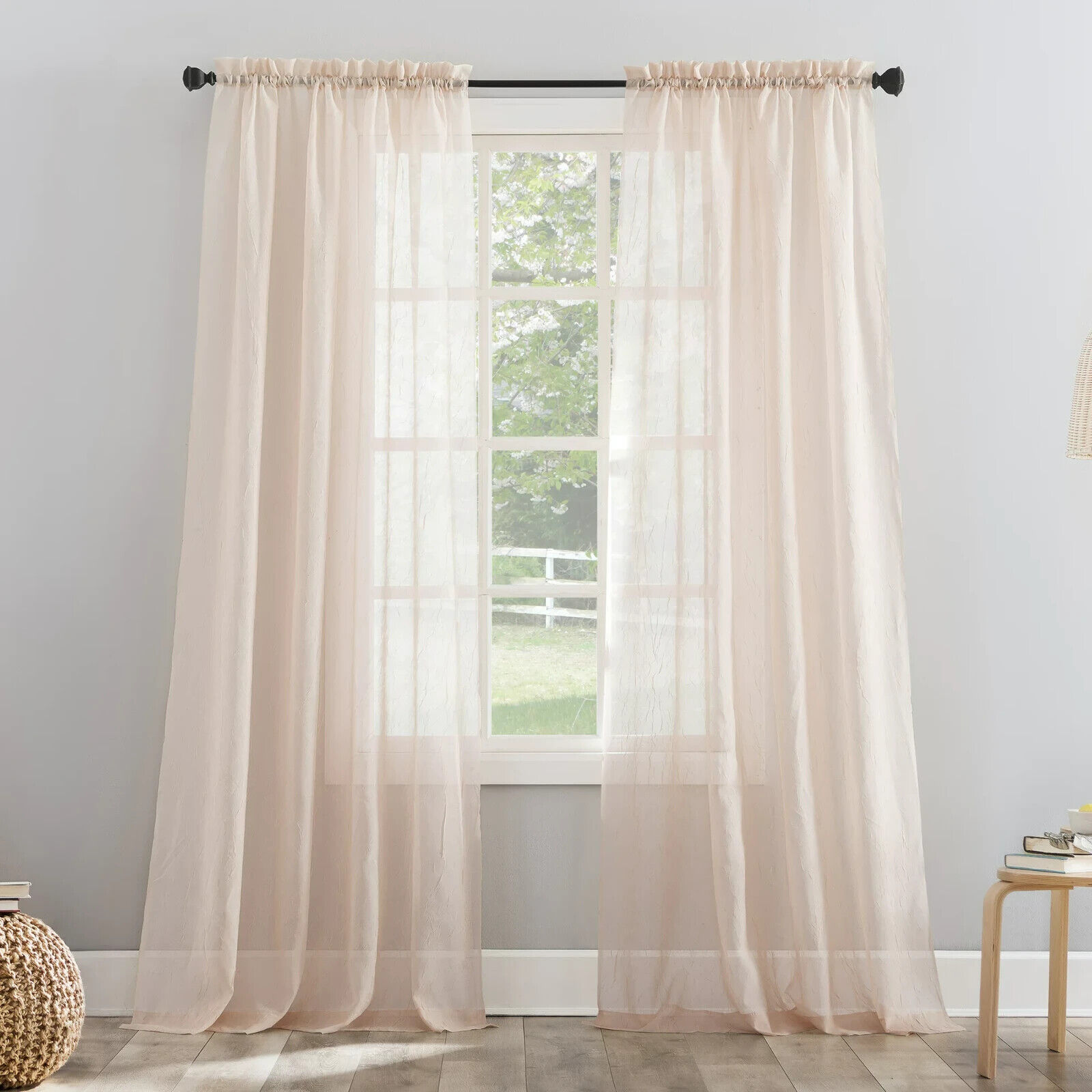 No. 918 Jillian Crushed Voile Sheer Rod Pocket Single Curtain Panel 51" x 84" - $8.97