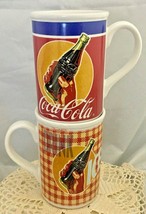 Coca Cola 4 1/2&quot; Cola/bear,coffee 2 mugs 12+Oz by Gibdon - £6.68 GBP