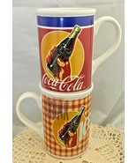 Coca Cola 4 1/2&quot; Cola/bear,coffee 2 mugs 12+Oz by Gibdon - £7.11 GBP