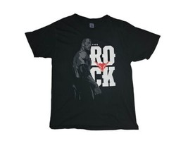 WWE Men&#39;s Black The Rock Illustrated Logo T-Shirt Sz Large  - £18.98 GBP