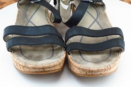 Eddie Bauer Sz 7 M Black Ankle Strap Leather Women Sandals - £15.78 GBP